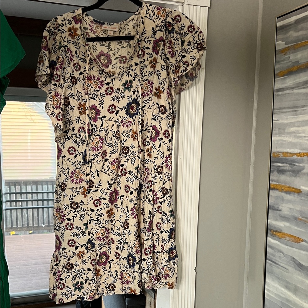 Knox Rose Floral Mini Dress - Cream and Purple